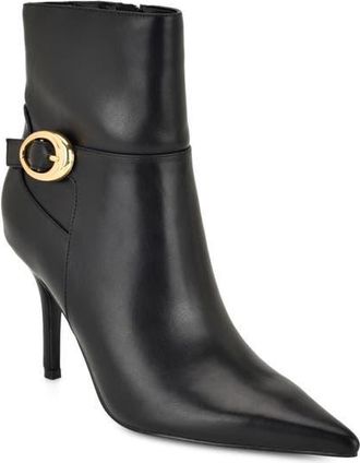 Nine West Gretzy Buckle Embellished Bootie in Black at Nordstrom, Size 8.5