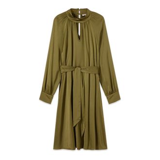 Oltre Vestido de sat&eacute;n con faj&iacute;n - Dresses - Mujer - Verde - XL