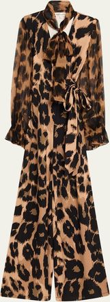 Diane Von Fürstenberg Lucia Leopard-Print Wrap Jumpsuit