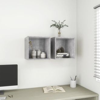 vidaXL Armario De Pared 2 Uds Madera Gris Hormig&oacute;n 37x37x37 Cm Vidaxl