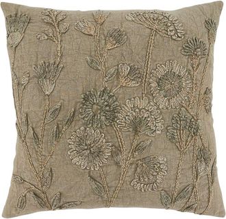Saro Lifestyle Stone Washed Floral Pillow