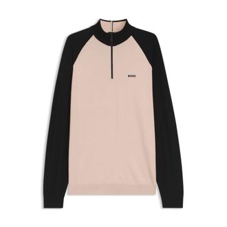 BOSS Color-blocked sweater with zipper neck
