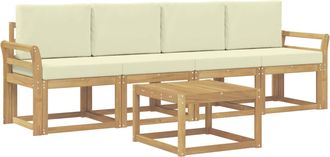 vidaXL Conjunto De Sof&aacute;s De Exterior 5 Uds. Blanco Y Crema Vidaxl