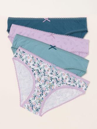 Fat Face FatFace Purple 4 Pack of Floral High Leg Knickers