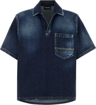 Dsquared2 Denim Shirts, male, Blue, Size: S Short Sleeves Shirt
