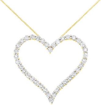 House of Brilliance 10k Yellow Gold Plated Silver 3.0 cttw Diamond Open Heart Pendant Necklace at Nordstrom