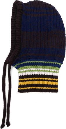 Marni striped ribbed-knit balaclava - men - Virgin Wool - L - Brown