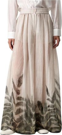 Vicolo Palazzo Broek - Dames - Wijde Broeken - Beige - S - Nylon - Broeken