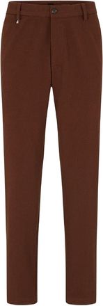 HUGO BOSS Mens Kane Solid Patterned Slim Cut Trousers in Medium Brown - Size 40W/32L