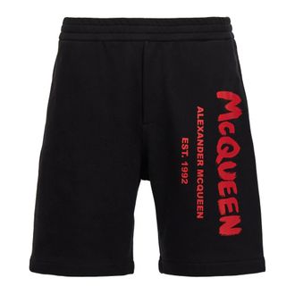 Alexander McQueen Graffiti Bermuda Shorts - male - Alexander McQueen - Casual Shorts - Black - S - Shorts