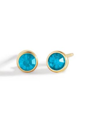 Mint & Lily Birthstone Bezel Studs in Gold-Tone /March Aquamarine at Nordstrom