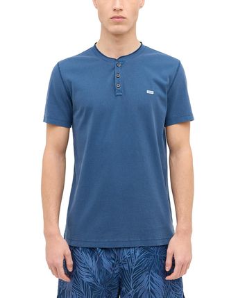 Mustang Kurzarmshirt MUSTANG Style Ausin, Herren, Gr. XXL, blau (insignia blau), Jersey, Obermaterial: 100% Baumwolle, clean, unifarben, regular fit normal, R