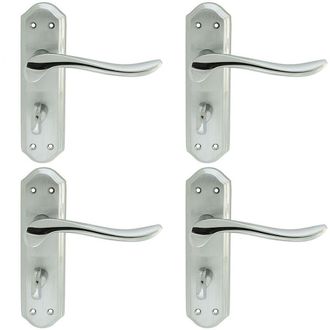 Loops 4x PAIR Curved Handle on Sculpted Bathroom Backplate 180 x 48mm Chrome