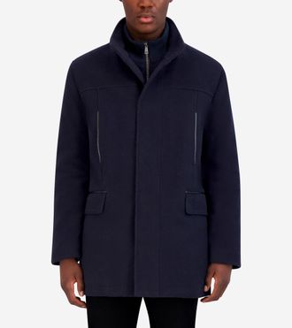 Cole Haan Mens All Weather Car Coat - Blue Size Small