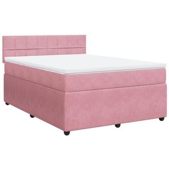 vidaXL Vidaxl - Cama Box Spring Con Colch&oacute;n Terciopelo Rosa 160x200 Cm