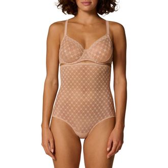 Simone P&eacute;r&egrave;le Plume Embroidered High Waist Shaping Briefs in Peau Rose at Nordstrom, Size X-Large