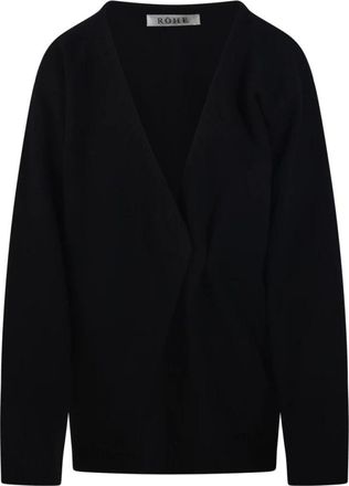R&oacute;he Truien & Vesten, Dames, Zwart, L, Wol, Off-Shoulder Wrap Cardigan