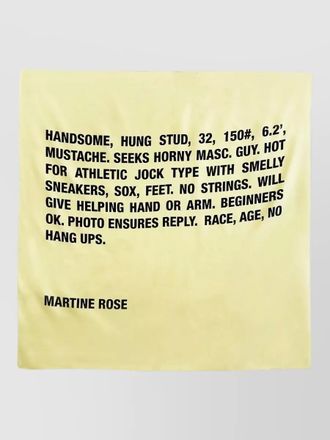 Martine Rose square lightweight scarf featuring text print