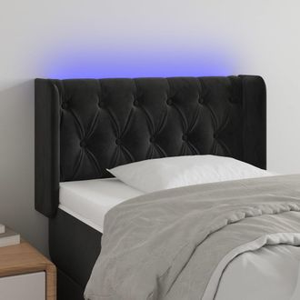 vidaXL Cabecero Con Led De Terciopelo Negro 83x16x78/88 Cm Vidaxl