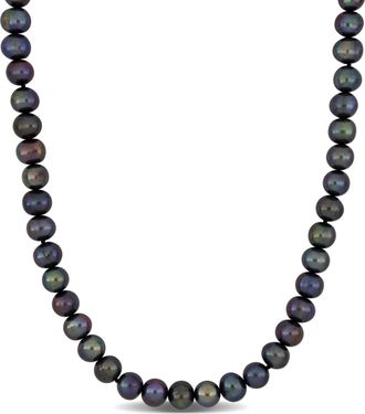 Mimi & Max 8-8.5mm Off-Round Black Freshwater Cultured Mens Pearl Necklace with Large Sterling Silver Lobster Clasp - 20 in