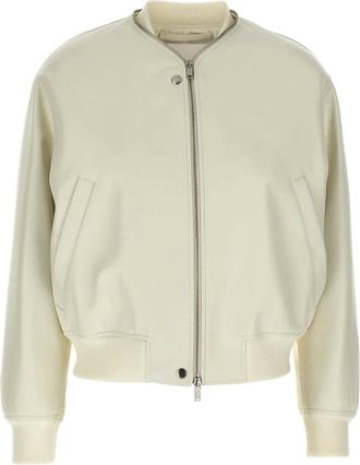 Jil Sander Leather Bomber Jacket - female - Jil Sander - Bomber Jackets - White - XS - Jackets