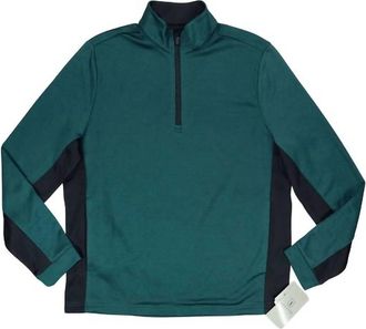 PGA TOUR Mens Golf Thermal Stretch 1/4 Zip Pullover Jacket In Green Black