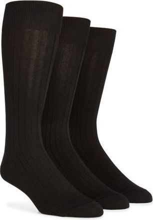 Lorenzo Uomo Assorted 3-Pack Cotton Blend Dress Socks in Black at Nordstrom Rack