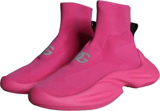 Dolce & Gabbana Mens Pink Logo Print Slip On Socks Sneakers Shoes Fabric