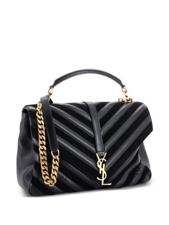 Saint Laurent Classic Monogram College Bag Matelasse Chevron Leather and Suede Large satchel - women - Calf Leather/Leather/Suede - One