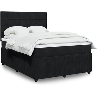 vidaXL Vidaxl - Cama Box Spring Con Colch&oacute;n Terciopelo Negro 160x200 Cm