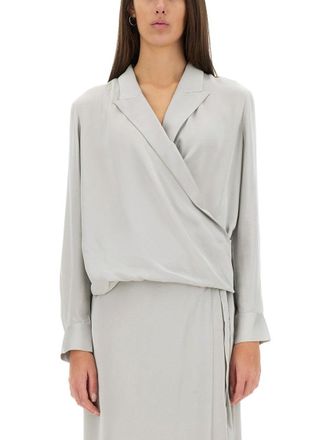 Theory Wrap-Style Silk Shirt