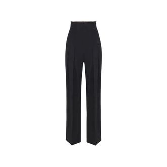 Elisabetta Franchi Vloeiende Gabardine Broek - Dames - Broeken - Zwart - Maat: M Gabardine