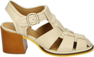 Pertini Beige Leren Sportieve Sandalen - Dames - Sandalen met hakken - Beige - 39 EU - Leer - Schoenen