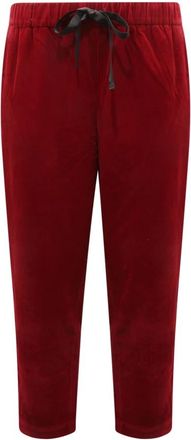 Sun 68 Fluwelen Broek Rood Corduroy Trekkoord Model - Dames - Straight fit broeken - Rood - S - Broeken