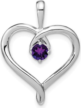 Diamond2Deal 14k White Gold Amethyst Heart Pendant