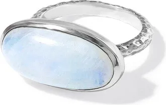 Tiramisu Silver Plated 8.98 Ct. Tw. Rainbow Moonstone Statement Ring