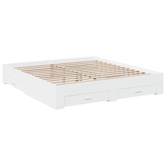 Berkfield Home Modern Bed Frame with Drawers without Mattress White 180x200 cm S | Size: Super King