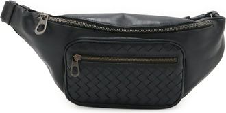 Bottega Veneta Intrecciato Black Leather Pouch Sling Bag (Pre-Owned)