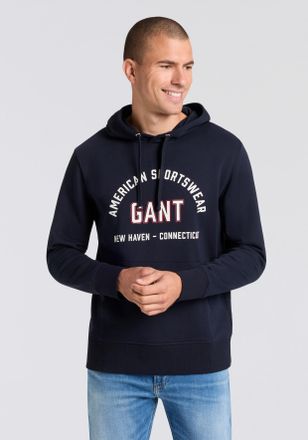 GANT Sweatshirt GANT PRINTED GRAPHIC, Herren, Gr. M, blau (evening blau), Sweatware, Obermaterial: 87% Baumwolle, 13% Polyester, unifarben, regular fit nor