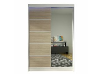 Mirjan24 Mobilier1 - Armario Closico 149, Blanco + Roble Sonoma, 200x120x58cm, Puertas De Armario: Correderas, N&uacute;mero De Estantes: 0, Led