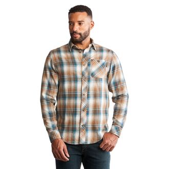 Timberland Mens Woodfort Mid-Weight Flannel Work Shirt, Portland Plaid Brown, Medium