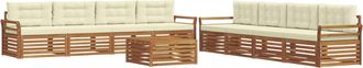 vidaXL Conjunto De Sof&aacute;s De Exterior 9 Uds. Natural Y Crema Vidaxl