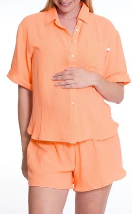 Cache Coeur Maternity Pajama Set Ice Cream in Apricot at Nordstrom, Size X-Large/xx-Large