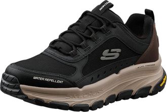 Skechers Mens DLux Trekker Trainers, Black Leather/Mesh/Synthetic//Gray Trim, 7.5 UK