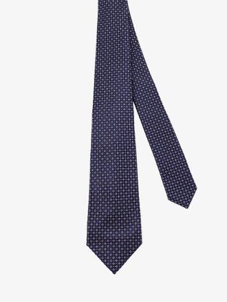 Kiton Silk Micro-Pattern Necktie - Navy