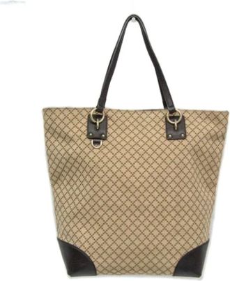 Gucci Pre-owned Tote Bags, female, Beige, Size: ONE SIZE Pre-owned Canvas gucci-bags