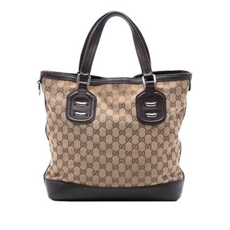 Gucci Pre-owned Womens Gg Canvas Techno Tag Tote - Tan Textile - One Size