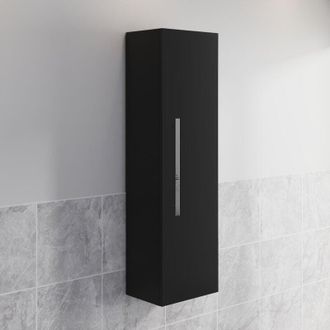 NRG Bathroom Cabinet Wall Hung Matt Black 1200mm Tall Storage Unit Furniture