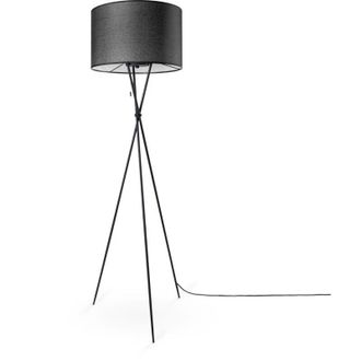 Paco Home Paco Home - Lampada Da Terra Soggiorno Paralume Stoffa Da Tavolo Tessuto E27 Da Notte Nero (&Oslash;45.5 cm), Lampada da terra-Nero - Tipo 1