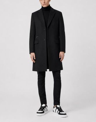 Philipp Plein Coat Long Skull Men in Black at Nordstrom, Size 56